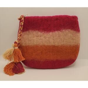 Felted Wool Pouch Handmade By Women In Nepal 6.5 X 8 Inches Imported Gift